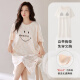 Camisón de gato para mujeres, algodón puro cómodo con la almohadilla de la almohadilla de la almohadilla de la almohadilla, el juego de ropa para el hogar del cuello redondo simple y casual simple se puede usar fuera de HC-X12529-Nightgown-Women M adecuado para 80-100Jin [Jin es igual a 0,5 kg]