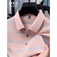 
GYOUNGOR Yageo Men's Short Sleeve T-shirt Summer New Middle-aged Business Casual Lapel Striped Solid Color Polo Shirt Top Light Sky Blue Y15100 M 170/88A