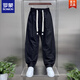 Romon 2025 Sommer dünne losen Kordelzug Casual Hosen für Männer vielseitige Weitbein-Haremhose Amerikanische Freizeithose Paris Gray 3xl 175-190jin [Jin gleich 0,5 kg]