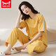 
Catman MIIOW pajamas for women in spring and summer short-sleeved trousers Korean style students can wear pure cotton home clothing suits in summer YZT9712 Short-length M (80-100Jin [Jin equals 0.5 kg])