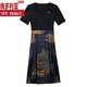 Victoria's Style Casual and Fashionable polyvalent et à la mode robe à manches courtes pour les femmes en été, nouveau style, marge de taille et minceur, fausse jupe en deux parties en deux parties, noir M [90-100jin recommandé [Jin est égal à 0,5 kg]]]
