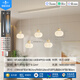 Mingjiang Style 2025 new restaurant lamp full spectrum eye protection restaurant chandeliers modern simple pumpkin lantern Guangdong Zhongshan lamp MTJ689-5 direct disk access Mijia APP white + beige yellow