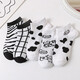 Socks for women in spring and summer sports ladies short socks black and white cow women short socks couple boat socks casual shallow mouth socks five colors one pair in total 5 pairs [Hua Niu]