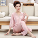 Yuyin Mom Pajamas Women's New Spring and Summer Thin Ice Silk Long Sleeve Middle-aged and Elderly Home Clothing Set 684 Silver (Long Sleeve Long Trousers) XL Recommended 105-120Jin[Jin equals 0.5 kg]