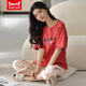 Catman Miiow Pure Cotton Pyjamas für Frauen Sommer kurzärmeligte Hosen Sportstil Lose Casual und können außerhalb der Frühlingshausbekleidungsanzug T-9857 (kurzer Anzug) M (80-Jin [Jin gleich 0,5 kg]) getragen werden)