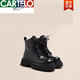 Cartelo Brown Martin Boots for Women British Style 2025 Nuevas botas de primavera y otoño Single Sombe de encaje de la cremallera Botas Black 39
