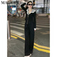 Magiopy International Luxus High-End-Marke Design Sinn Korean Casual Fashion Anzug für Frauen Frühling Spitze Spitze schwarzer Jacke schwarze zweiteilige Sets S (100jin [Jin Equals Equals 0,5 kg]))