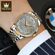 Schweizer authentisch zertifizierter Code Vollautomatischer mechanischer Herren Uhr Waterdes leuchtend trendy und vielseitige Herrenbeobachtung Steel Belt-6630 Herren Uhren-Gold-Grey-Oberfläche