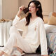 
Lemon fiber pajamas for women in spring and autumn cotton Korean version large size long sleeve two set casual summer autumn and winter home clothes can be worn outside GXT9928 M (recommended 75-95Jin [Jin equals 0.5 kg])