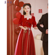 
Mei'an Jia New Chinese Toast Clothes 2025 New Bridal Chinese Style Wine Red Gauze Skirt Spring Light Wedding Engagement Dress Wine Red Long S