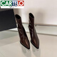 Cartelo High Heel Speced Toe Stiefel 2025 Herbst und Winter Neue französische schlanke Absatz Nacktstiefel Dünne Stiefel Retro Elastic Boots Schwarze Leder Version Single 34
