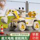 Raft core toy car children's excavator is super large and can sit for people toys for women and boys remote control electric excavator can sit for engineering car Milk color [electric digging arm] Bluetooth lighting music Double + custom soft wheel [12V12 Super Via battery] Remote control four-wheel drive