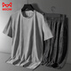 Catman (Miiow) 2025 Neue Pyjamas-Sommermodal-Ice-Seiden-Kurzärmel-Hosen Herren-Outfits können zu Hause Kleidung tragen 9906 Graublau [Kurzärärmel + Shorts] Set XL [105-120jin [Jin gleich 0,5 kg]]
