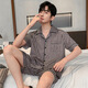 Yalu 2025 Sommer Youth Cardigan Casual Pyjama Herren-Eisseide Kurzärärmelte Shorts Anzug Hauskleidung kann außerhalb von 6624 l empfohlen werden 100-120jin [Jin entspricht 0,5 kg]