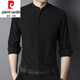 Pierre Cardin Pequeño collar de collar Camisa de algodón de algodón para hombres y otoño camisa de manga larga camisa de cuello chino delgado 9930 blanco s 165
