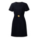 
ROEYSHOUSE roe style fashionable blue blue round neck dress for women 2025 summer new style commuter lace-up A-line skirt 12162 black L