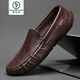 
Woodpecker's high-end summer new black bean shoes men's genuine leather British casual leather shoes hollow breathable lazy shoes 9901 black [hollow] 38
