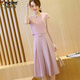 Woodpecker (TUCANO) 2025 spring and summer short-sleeved two-piece set Korean casual slim and versatile chiffon women's wide-leg pants T-shirt shorts gray M