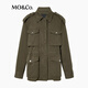
MO/Co. Jacket Fall Cotton Neutral Hunting Jacket Working Pocket Shoulder Drawstring MBD3COTK01 Brown Green L /170