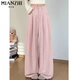 Cotton-Zhiyi Seidendünnmilch Fleece Anzug Weitbeinhosen für Frauen im Sommer 2025 neue kleine hohe Taille Lose Casual Hosen 164 Schwarz [hohe Qualität 26,5] L 110-125jin [Jin entspricht 0,5 kg]