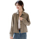
She enjoys casual jackets for women short versatile jackets top lapel commuter shirt jacket cardigan women T43D084