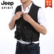 JEEP SPIRIT Workwear Vest Men's Outdoor Sports Most Pockets Photography Fishing Overalls Tactical Running Tools Vest Black 4XL