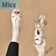 MLEX FEILI Light Extraordinary Women's Zapatos Xiaobun Fish Bouth Sandals Tongxiang Ciudad Zhouquan Aimei Tienda de cuero Tienda Bei White 34