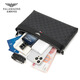 FALAMAONE Luxury Men's Handbag Men's New 2025 Light Luxury Business Clutch High-end Leather Zipper Handbag Black