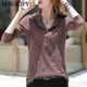 Magiopy International Luxus High-End-Marke Langarm-T-Shirt für Frauen 2025 Frühlingskleidung Neue lose Kapuze-Button Casual Hoodie Purple 3xl Allgröße