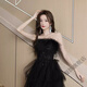 Thé xiao une robe de soirée noire 2025 Nouveau style femelle banquet dames robe niche jour adulte cadeau photo principale m