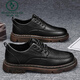 Woodpecker men's shoes autumn British business formal wear men's casual leather shoes black work groom gets married taller big head trendy shoes 9903 black 39