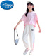 Disney (Disney) Girls Sports Set 2025 New Fashionable Short Sleeve Children's Casual Summer Big Children's Summer Girls Clothes 18209 Gradient 9889 White 170 cm