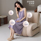 Modal nightgown with chest pad for women summer pure cotton 2025 suspender stripe purple thin style can be worn out with home clothes 7009 L [Weight: 100-120Jin [Jin equals 0.5 kg]]