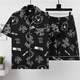 
He Jiagong summer short-sleeved thin imitation cotton pajamas men's home clothing suit summer cartoon print Korean version handsome young man 3271 short-sleeved suit M (70-100Jin [Jin equals 0.5 kg])