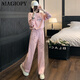 MAGIOPY国际奢侈高档品牌品牌欧货粉色休闲运动套装女装春季时尚洋气减龄 粉色两件套 S(100斤以内)