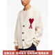 AMIPARISFW23经典爱心字母V领长袖针织开衫男女同款毛衣白色 米色 XL