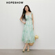 Rothülse verschmiertes Kleid 2025 Sommer Neue Frauenkleidung [Langes Sommerwellenlicht] Kleine fliegende Ärmel-Chiffon-Rock mit Holzohren Monet Garden 6A5 m