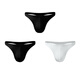 MiiOW underwear men's thong seamless sports fitness sexy new ice silk thin summer low-waist triangle T-pants, seamless sports black + black + white 3 pieces 3XL (suitable for 160-180 Jin Jin equals 0.5 kg)