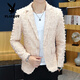 Playboy (PLAYBOY) suit jacket men's spring and autumn hairstylist slim nightclub handsome small suit Korean style trendy raw edge design top white M recommended weight 95-110Jin Jin is equal to 0.5 kg