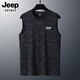 JEEP SPIRIT ice silk cool vest men 2025 summer thin loose sports vest sleeveless T-shirt men gray 6XL [Suggested weight 150-160 Jin [Jin equals 0.5 kg]]