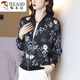 Woodpecker beautiful top mother suit spring and summer chiffon sunscreen clothes for women with fashionable polka dot printed zipper cardigan baseball uniform 8043 colors 2XL