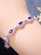 IosnIOSN Sapphire Bracelet S925 Sterling Silver Tanzanite Color Fashion Small Fresh Simple Versatile Heart Gemstone Bracelet Sapphire Bracelet 16-19CM Adjustable