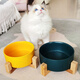 HKML Cat Bowl Dog Bowl Ceramic Large Dog Water Bowl Cat Dog Bowl Dog Rice Bowl Water Bowl Food Bowl Pets Drink Water Bowl Water Bowl Prevention of overturning Porcelain White Single Bowl + Bamboo and Wood Base 21CM/1800ML/Extra Large Dog Special