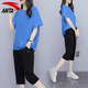 Anta short-sleeved suit for women in summer loose slim half-sleeved T-shirt for women casual two-piece set fashionable sports suit - 6 basic black [same style for men and women] M/170 [Girls recommend taking a small size]