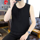 Pier Cardan Leinenweste zum Sommer dünne runde Hals mit atmungsaktivem kühlem Baumwollwäschelhülsen-T-Shirt Slim Casual Weste Männer 9896 Black L 110-130jin [Jin gleich 0,5 kg]