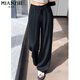 Cotton-Zhiyi Seidendünnmilch Fleece Anzug Weitbeinhosen für Frauen im Sommer 2025 neue kleine hohe Taille Lose Casual Hosen 164 Schwarz [hohe Qualität 26,5] L 110-125jin [Jin entspricht 0,5 kg]