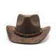 
XINBUCKS Western Cowboy Hat Minority Top Hat Casual Jazz Hat Outdoor Travel Stage Props Felt Hat Brown Suitable 55-58cm