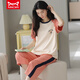 Catman Miiow Pure Cotton Pyjamas für Frauen Sommer kurzärmeligte Hosen Sportstil Lose Casual und können außerhalb der Frühlingshausbekleidungsanzug T-9857 (kurzer Anzug) M (80-Jin [Jin gleich 0,5 kg]) getragen werden)