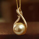 Donglai quality South Sea gold bead pendant swan elegant intellectual perfect round extremely bright seawater pearl 18K gold diamond swan pendant pearl 12mm + chain