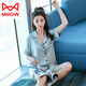 
Catman (MiiOW) short-sleeved shorts pajamas for women with high-end ice silk new summer solid color imitation silk suit thin casual home clothing 3899 pine green XL (weight 108 to 125)